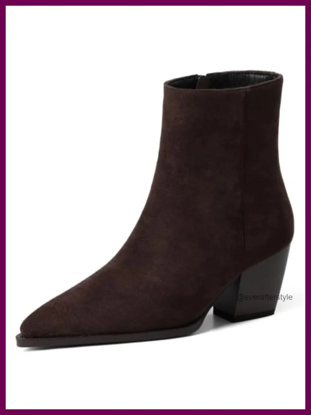 Women's Pointed Toe Faux Suede Ankle Boots Block Heel 2.56